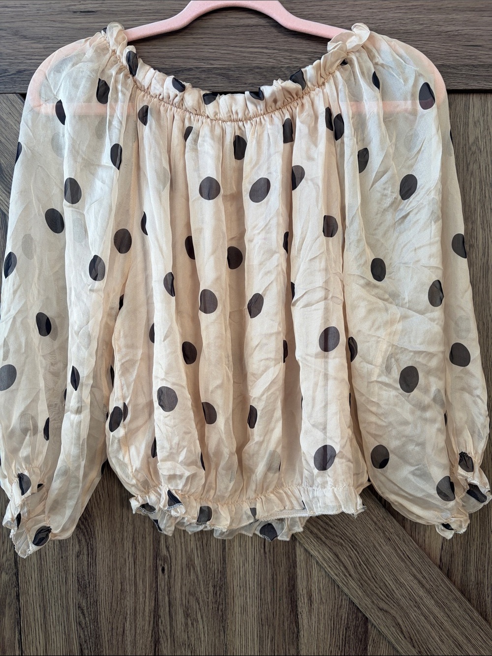 Le Ragazze Silk Blend Polka Dot Off-Shoulder Blouse - Medium | Made in Italy - Picture 6 of 15
